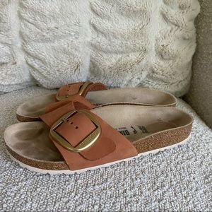 Birkenstock Womens Madrid Big Buckle-Brandy Nubuck